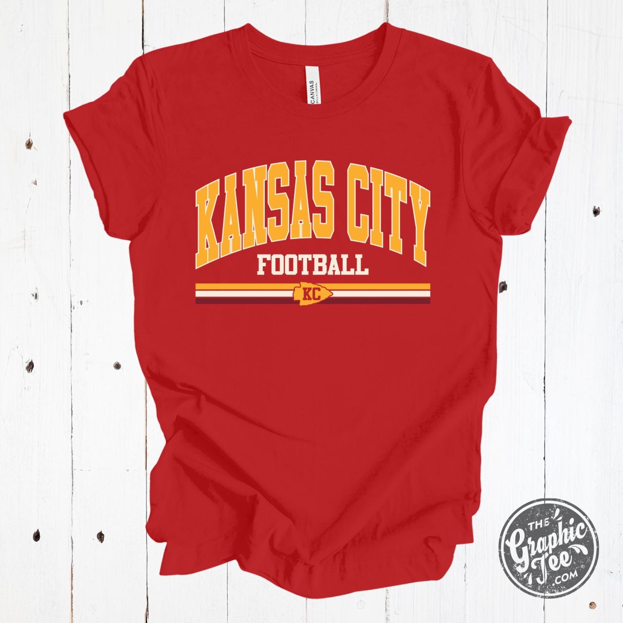 Kansas City Football Retro 3 Stripe Red Unisex Short Sleeve Tee - The Graphic Tee