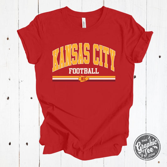 Kansas City Football Retro 3 Stripe Red Unisex Short Sleeve Tee - The Graphic Tee
