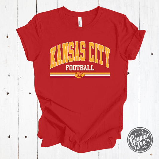 Kansas City Football Retro 3 Stripe Red Unisex Short Sleeve Tee - The Graphic Tee