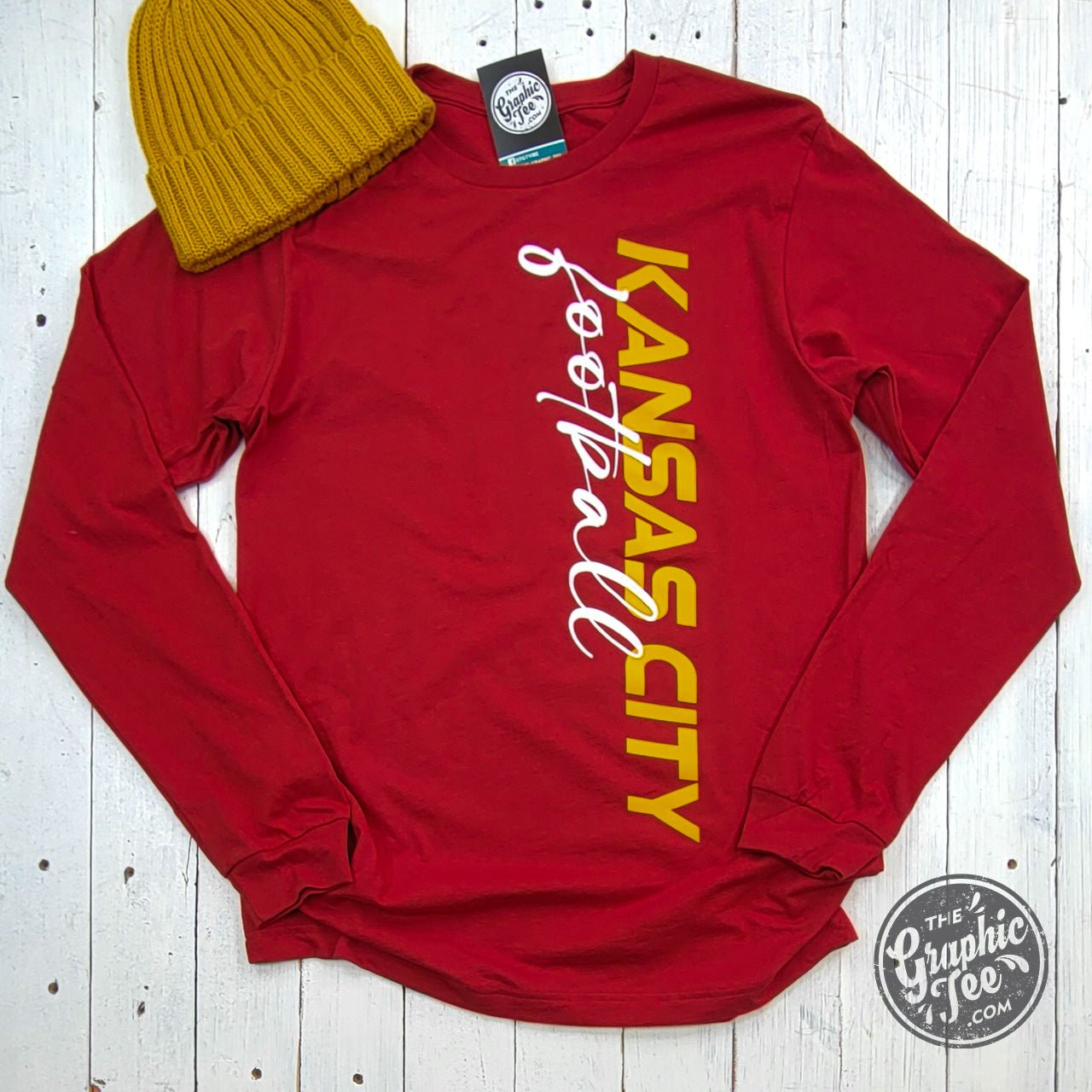 Kansas City Football Side Print Long Sleeve Tee - The Graphic Tee