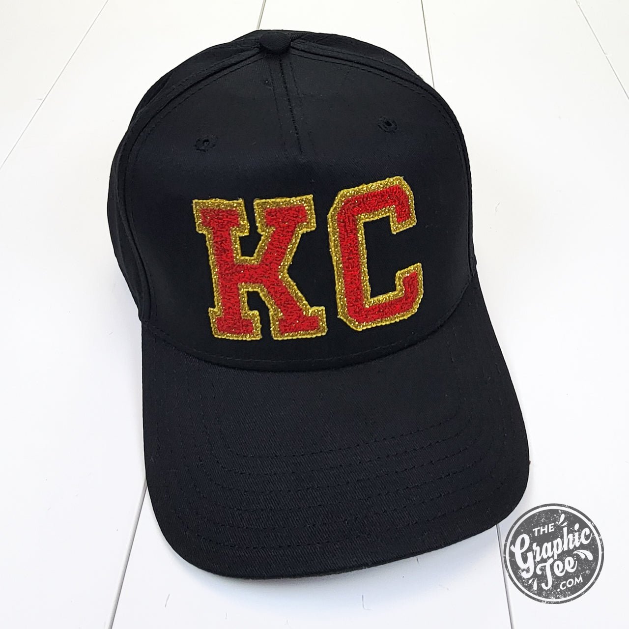 Kansas City KC Faux Chenille and Glitter Five-Panel Snapback Cap - The Graphic Tee
