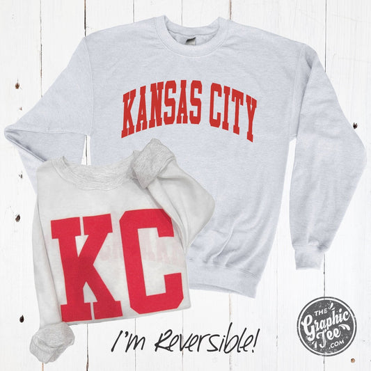 Kansas City Reversible Ash Crewneck Sweatshirt - The Graphic Tee