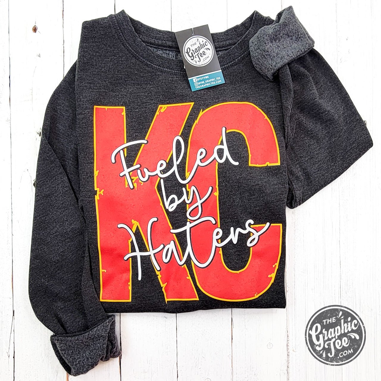 KC Fueled By Haters Mineral Washed Ladies Lace Up Sweatshirt - The Graphic Tee