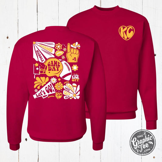 KC Groovy Deep Red Crewneck Sweatshirt - The Graphic Tee