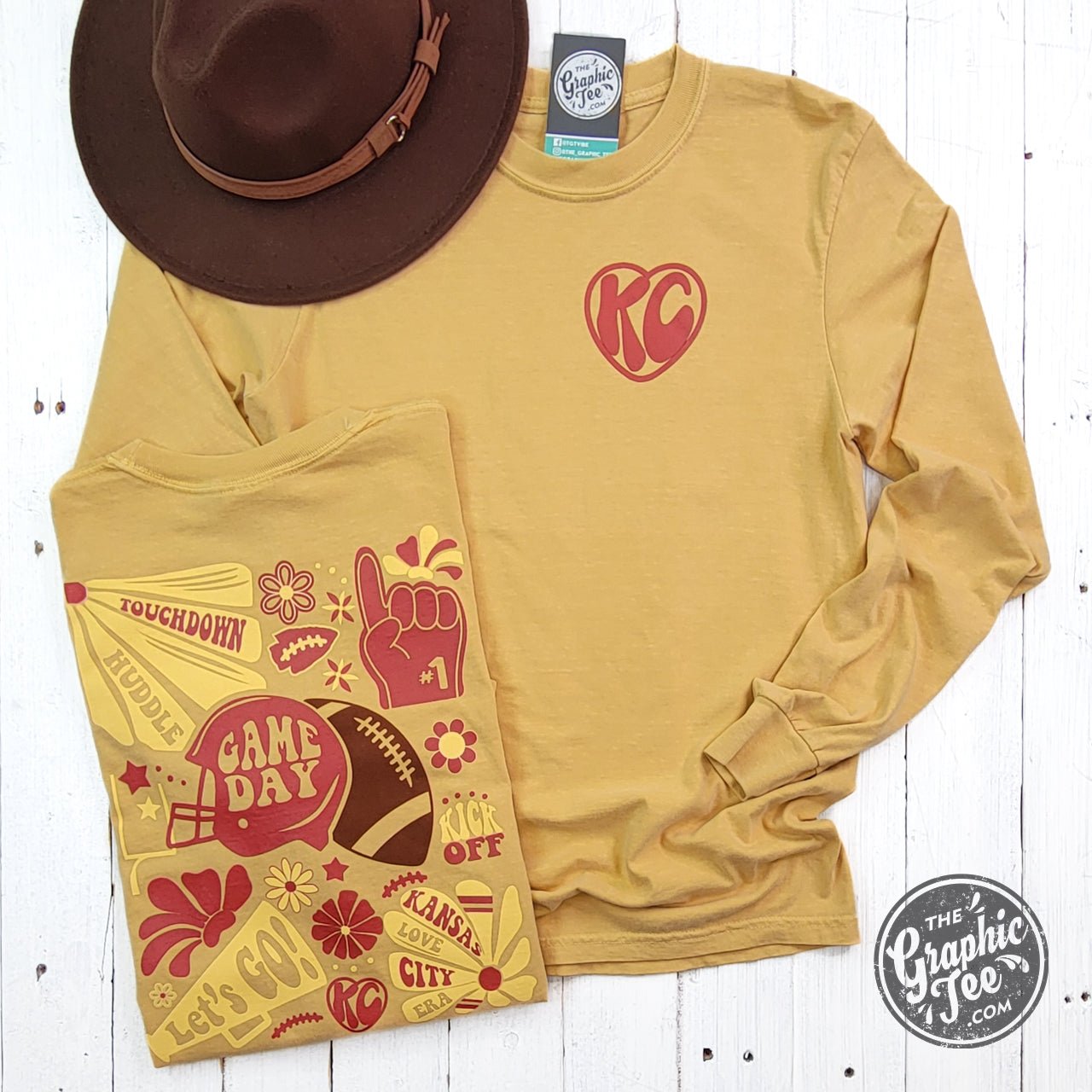 KC Groovy Mustard Comfort Colors Long Sleeve Tee - The Graphic Tee