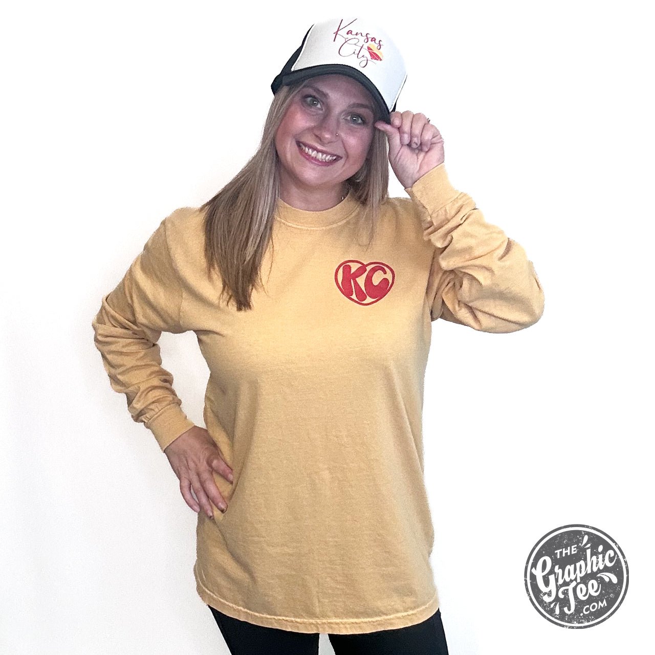 KC Groovy Mustard Comfort Colors Long Sleeve Tee - The Graphic Tee