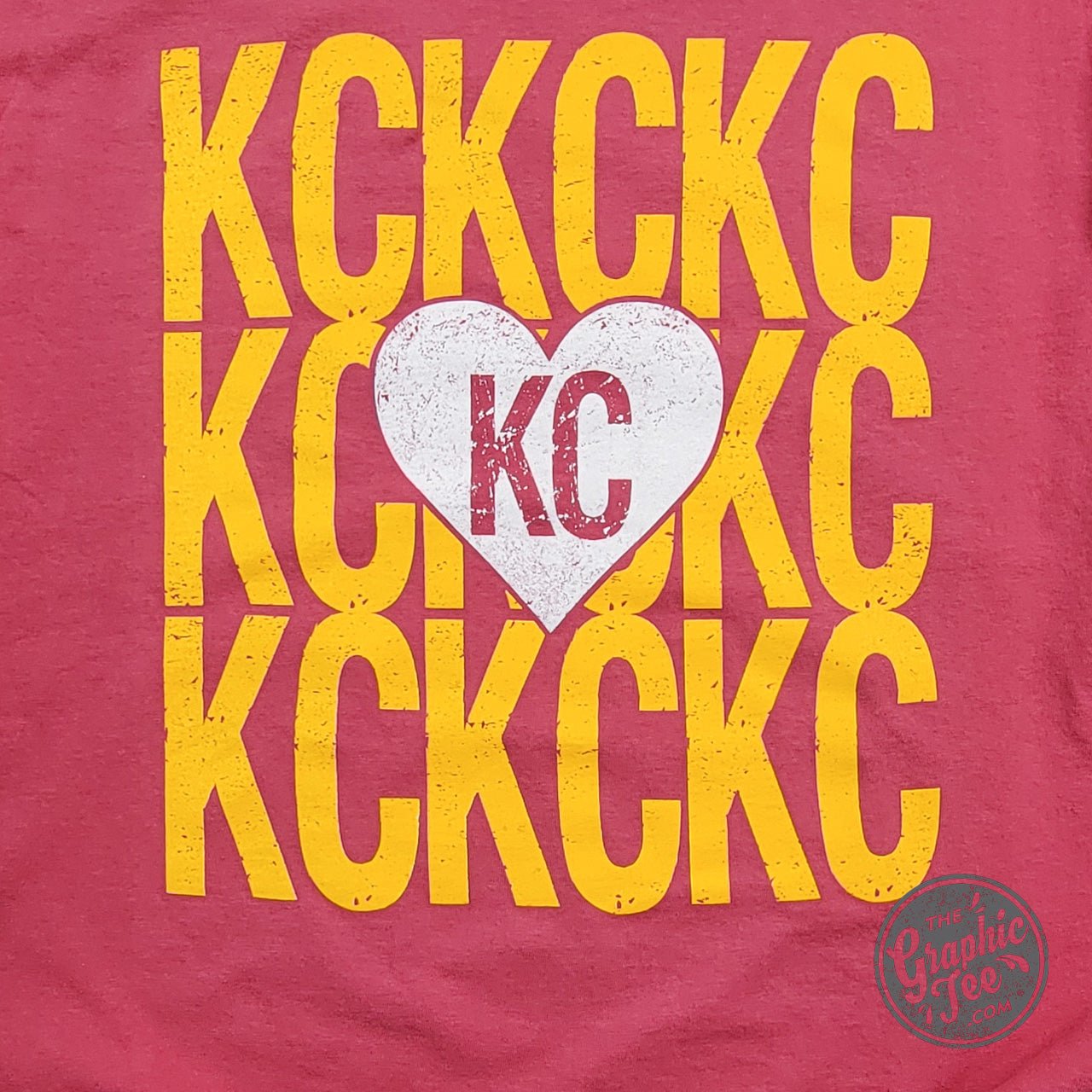 KC KC KC Heart Crimson Comfort Wash Short Sleeve Crew Neck Tee - The Graphic Tee