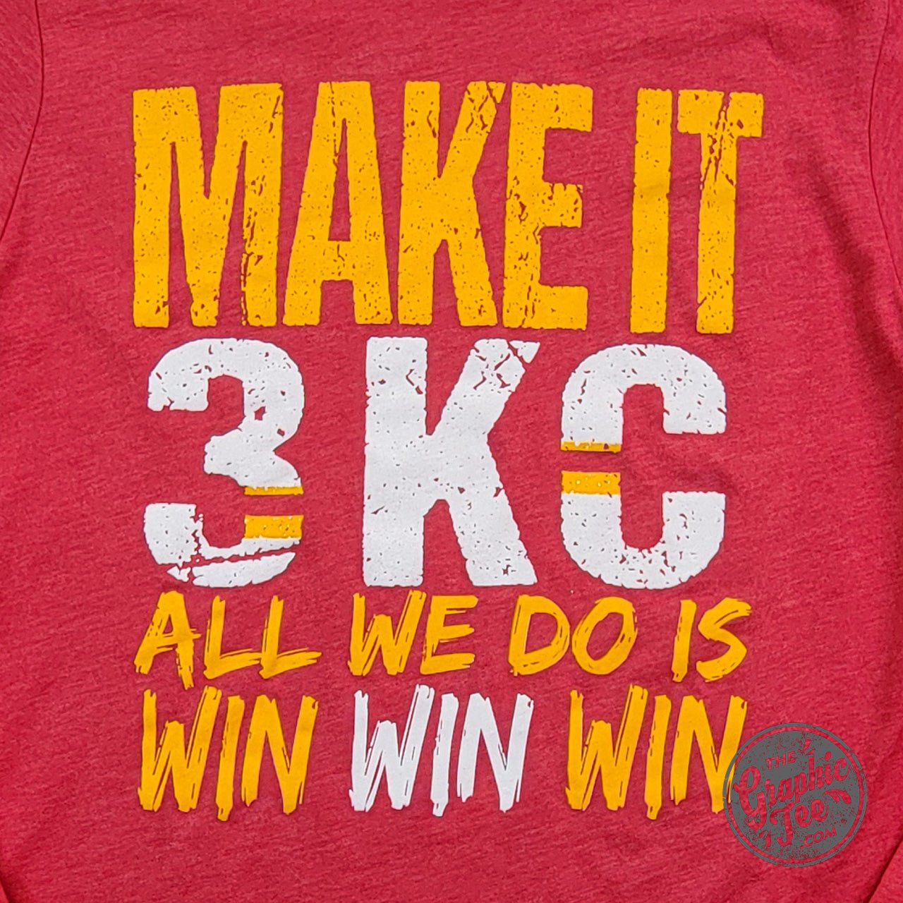 KC Make It 3 All We Do Is Win Win Win Heather Red Long Sleeve Tee - The Graphic Tee