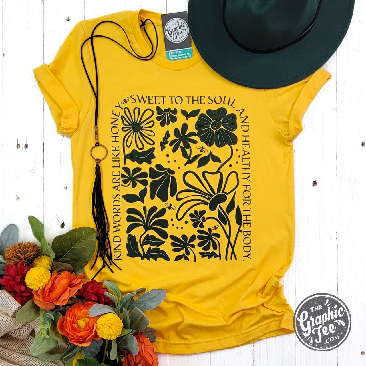 Kind Words Heather Golden Yellow Short Sleeve Tee - The Graphic Tee