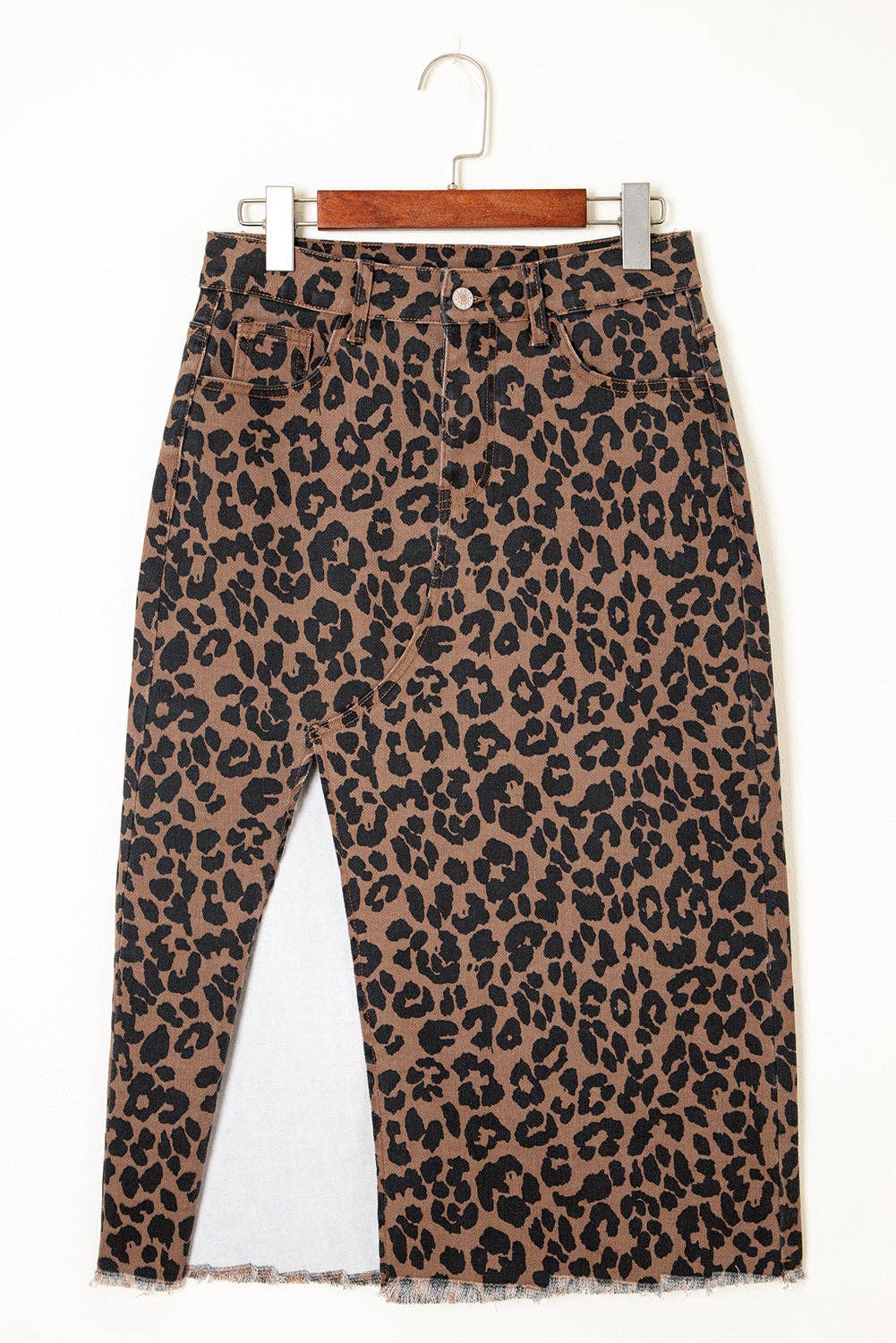 Leopard Denim Midi Skirt - The Graphic Tee