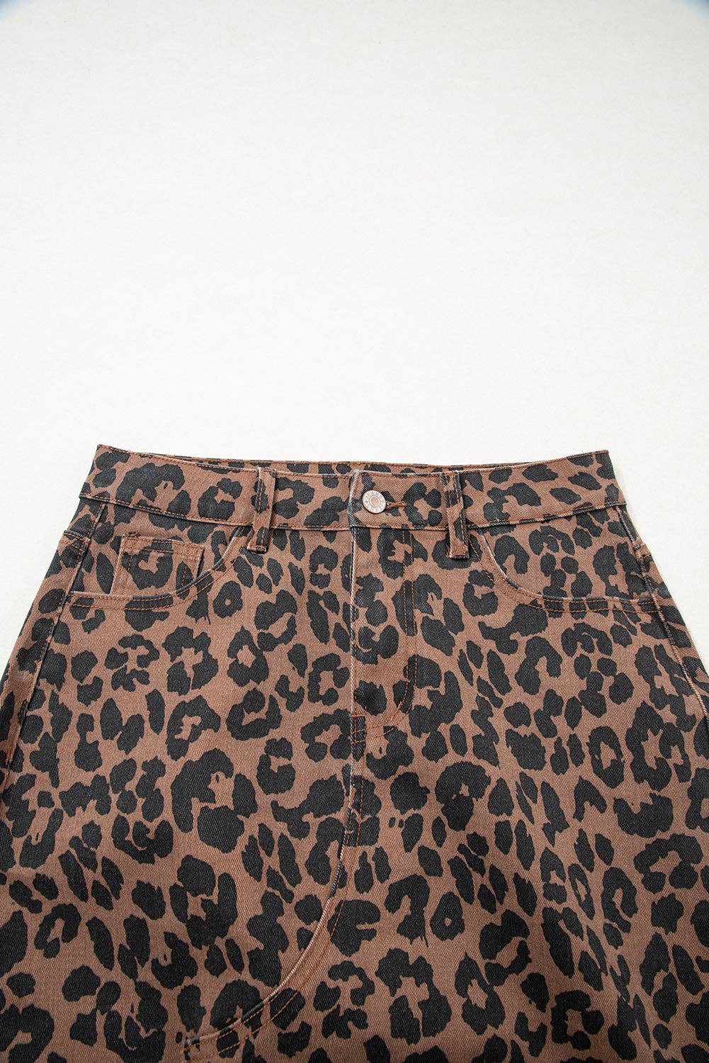 Leopard Denim Midi Skirt - The Graphic Tee