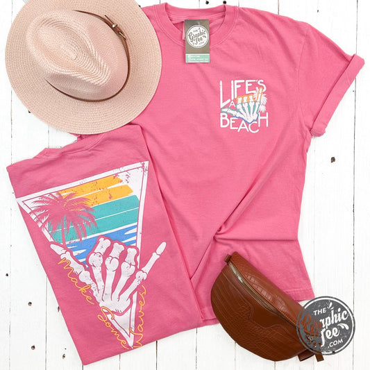 Life's a Beach Crunchberry Garment Dyed Short Sleeve Tee - The Graphic Tee