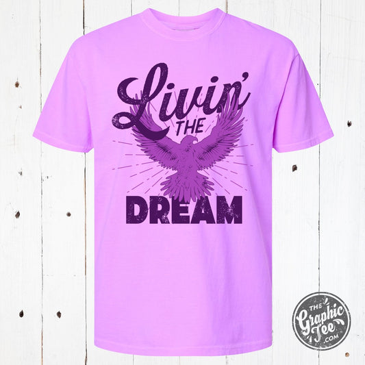 Livin' the Dream Pigment Dyed Neon Violet Tee - The Graphic Tee