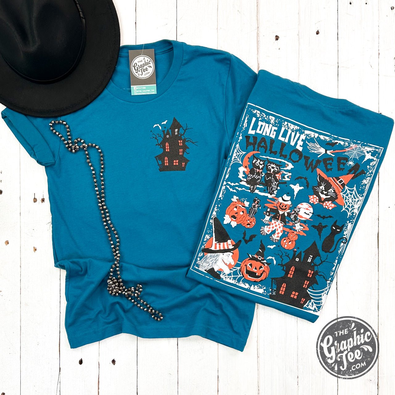 Long Live Halloween Deep Teal Short Sleeve Tee - The Graphic Tee