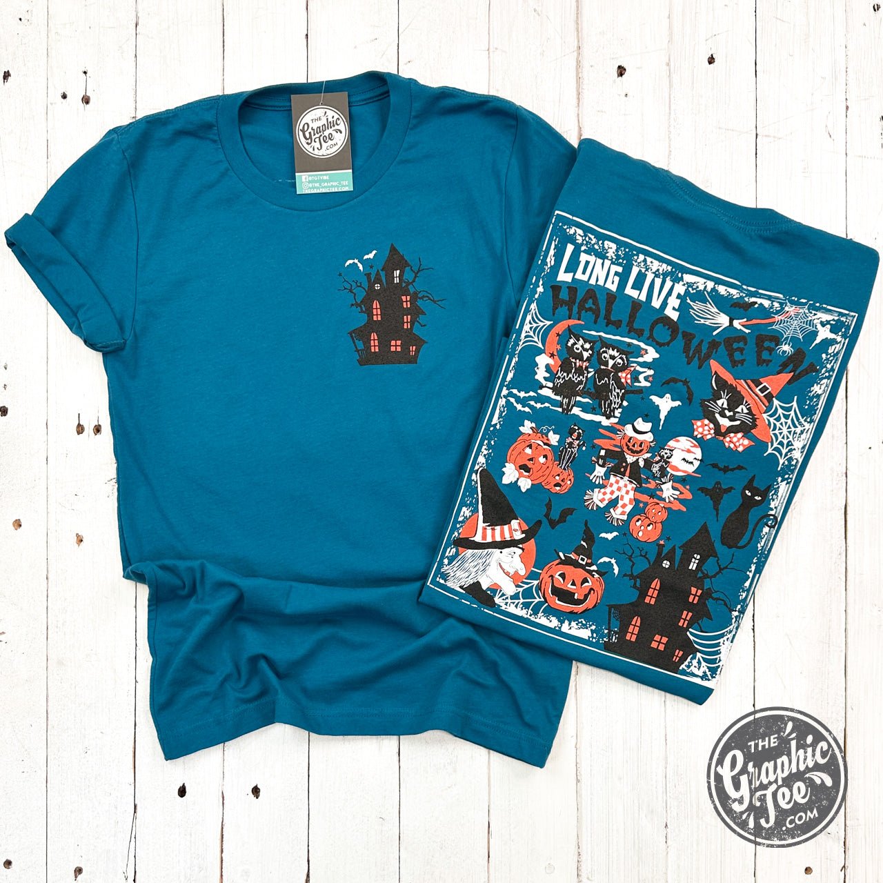 Long Live Halloween Deep Teal Short Sleeve Tee - The Graphic Tee