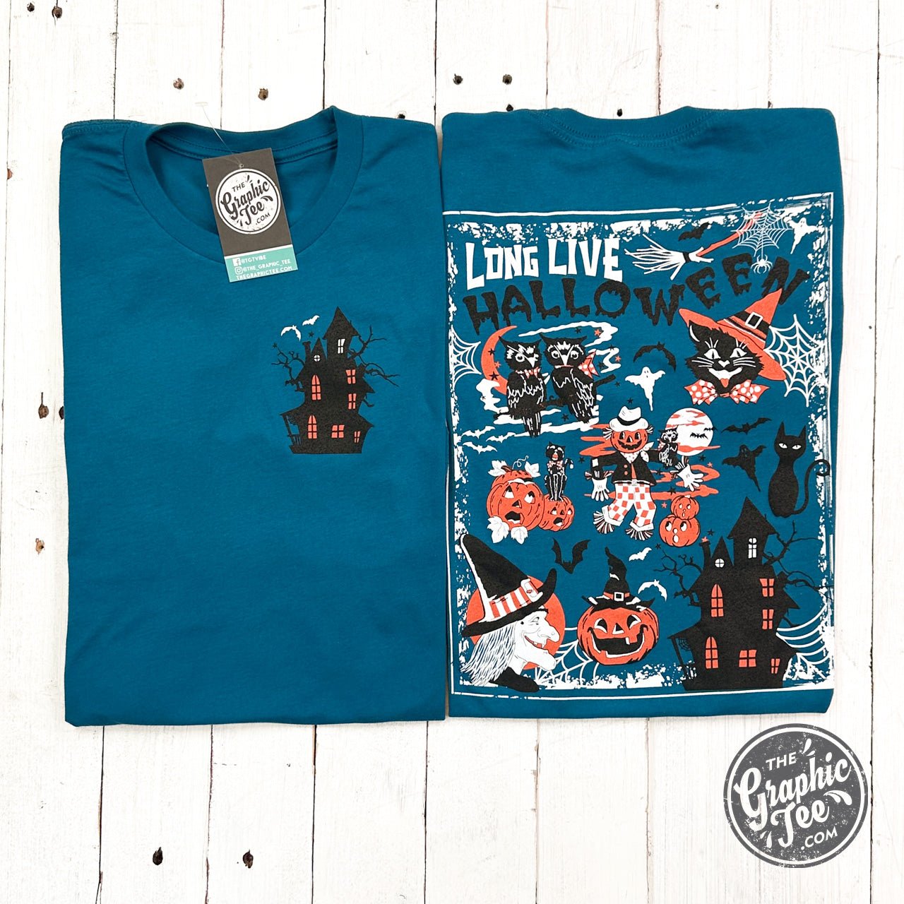 Long Live Halloween Deep Teal Short Sleeve Tee - The Graphic Tee