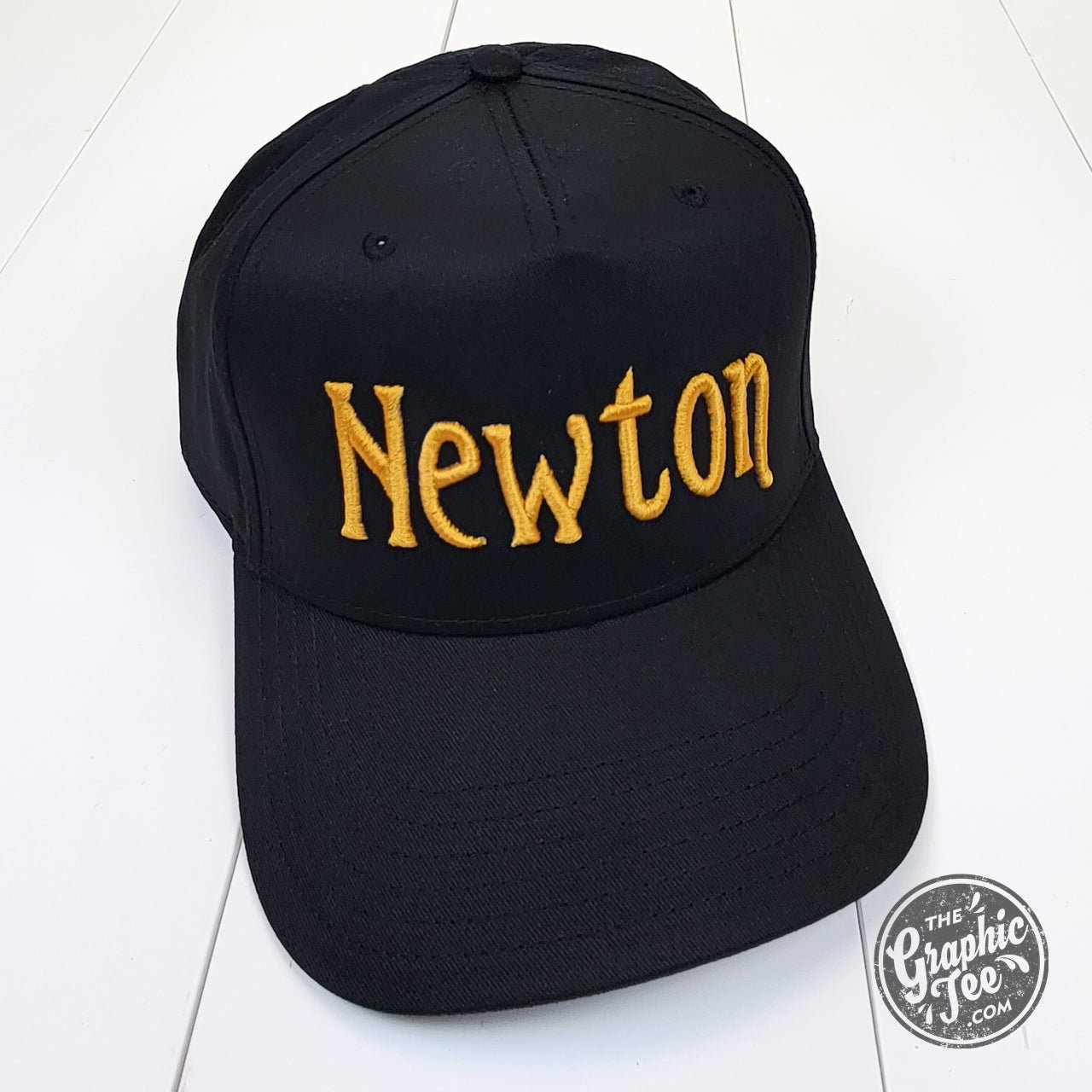 Newton 3D Embroidered Five-Panel Snapback Cap - The Graphic Tee