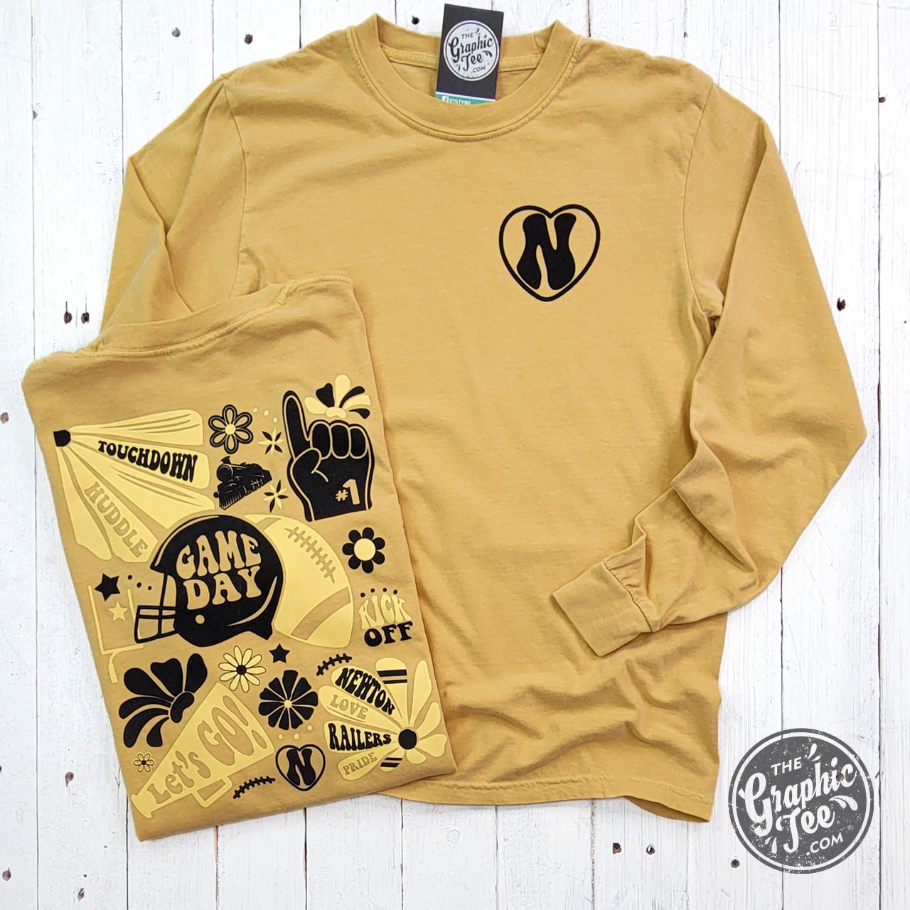 Newton Groovy Mustard Comfort Colors Long Sleeve Tee - The Graphic Tee