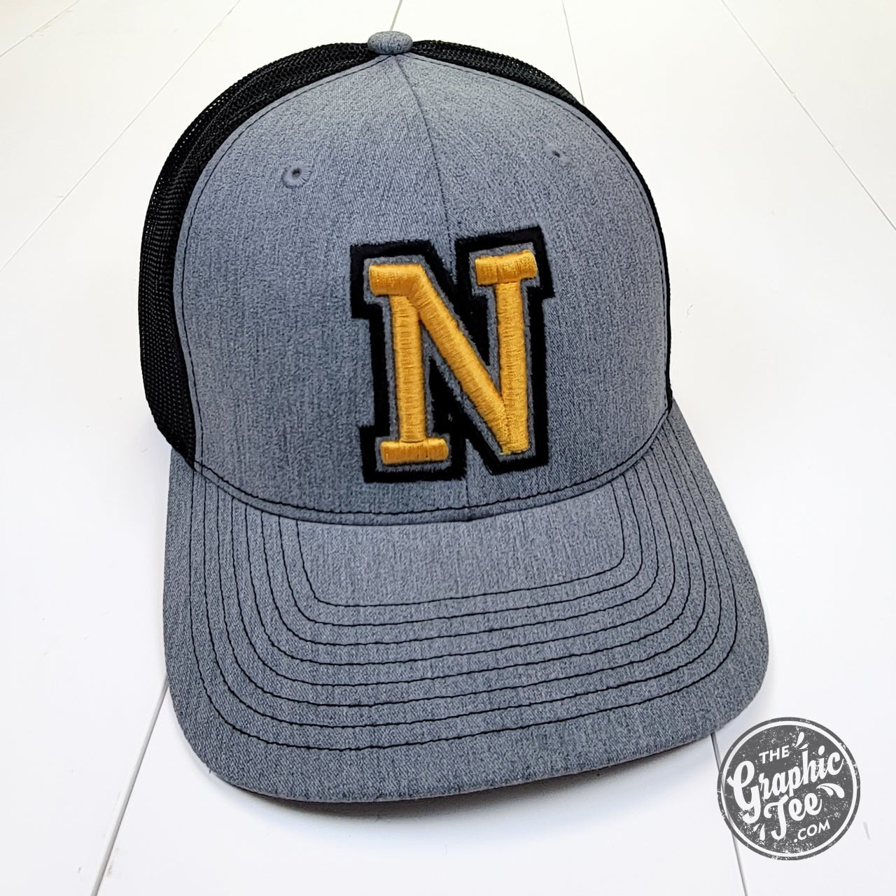 Newton Railers 3D Varsity N Heather Grey Trucker Cap - The Graphic Tee