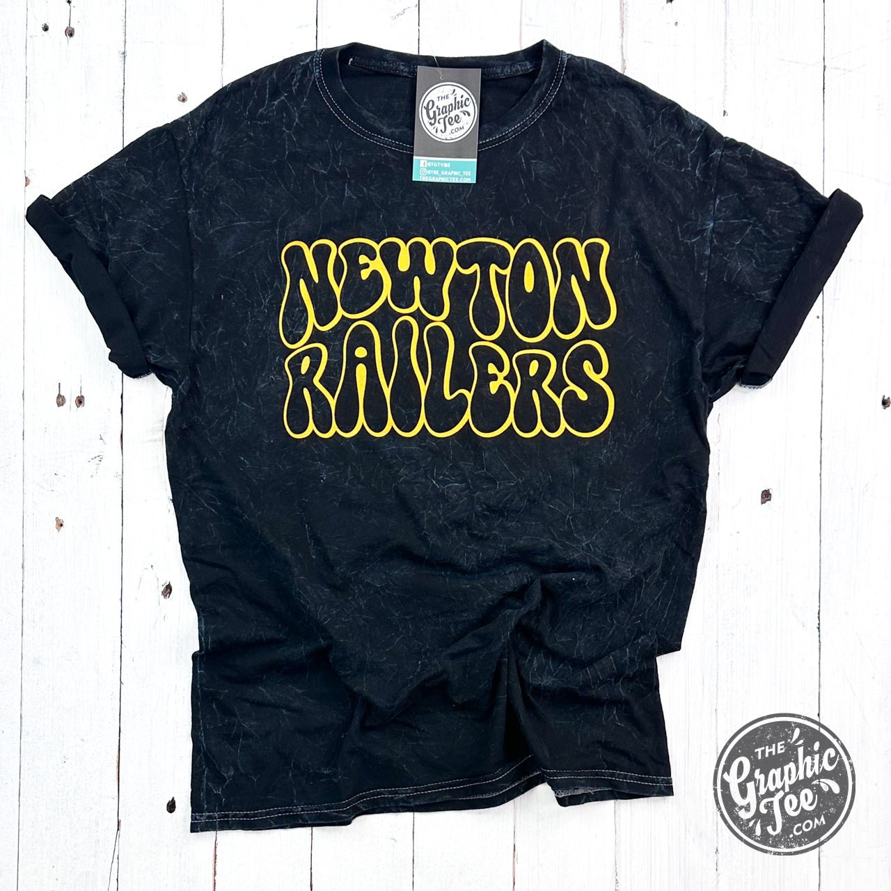 Newton Railers Retro Black Mineral Wash ADULT Short Sleeve Tee - The Graphic Tee