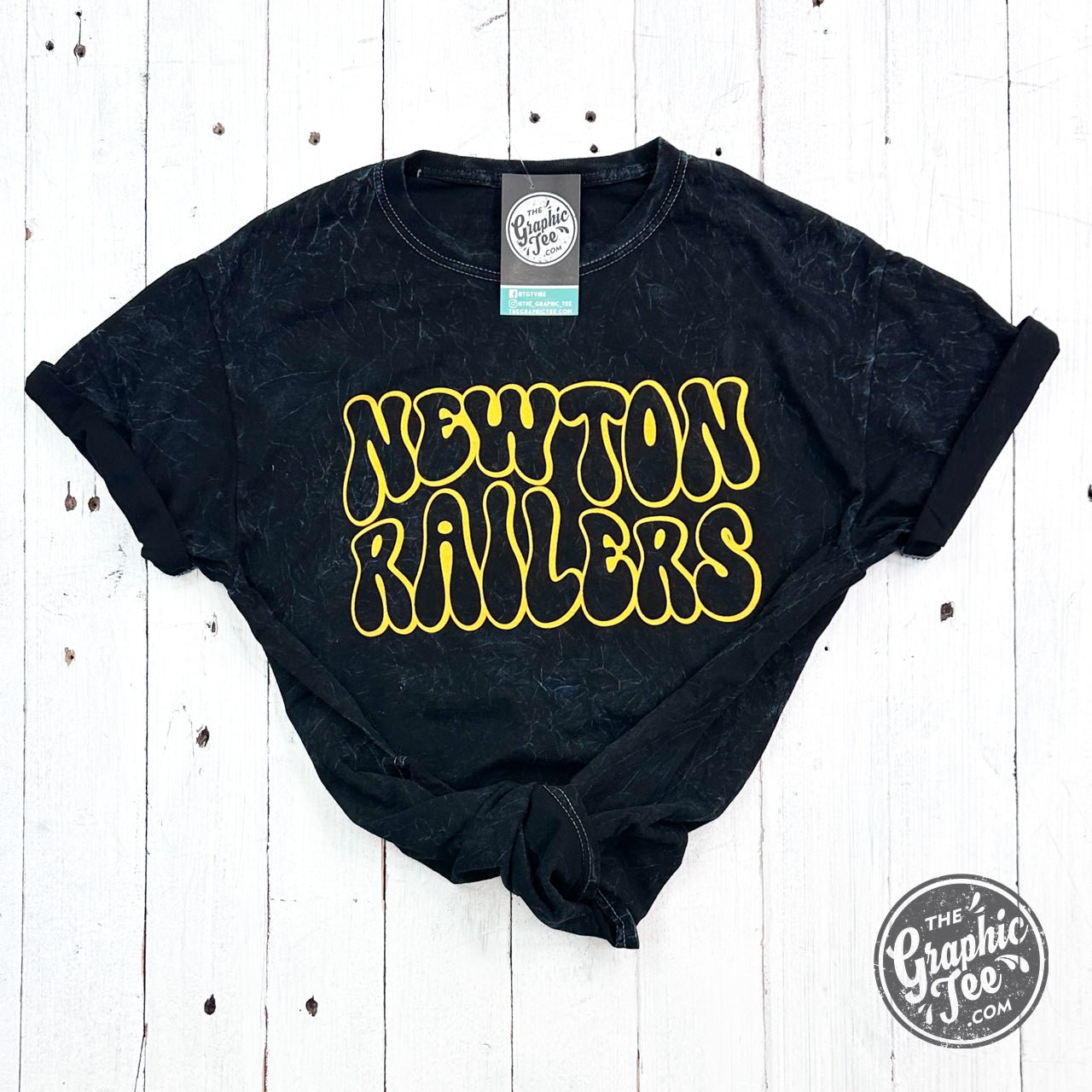 Newton Railers Retro Black Mineral Wash ADULT Short Sleeve Tee - The Graphic Tee