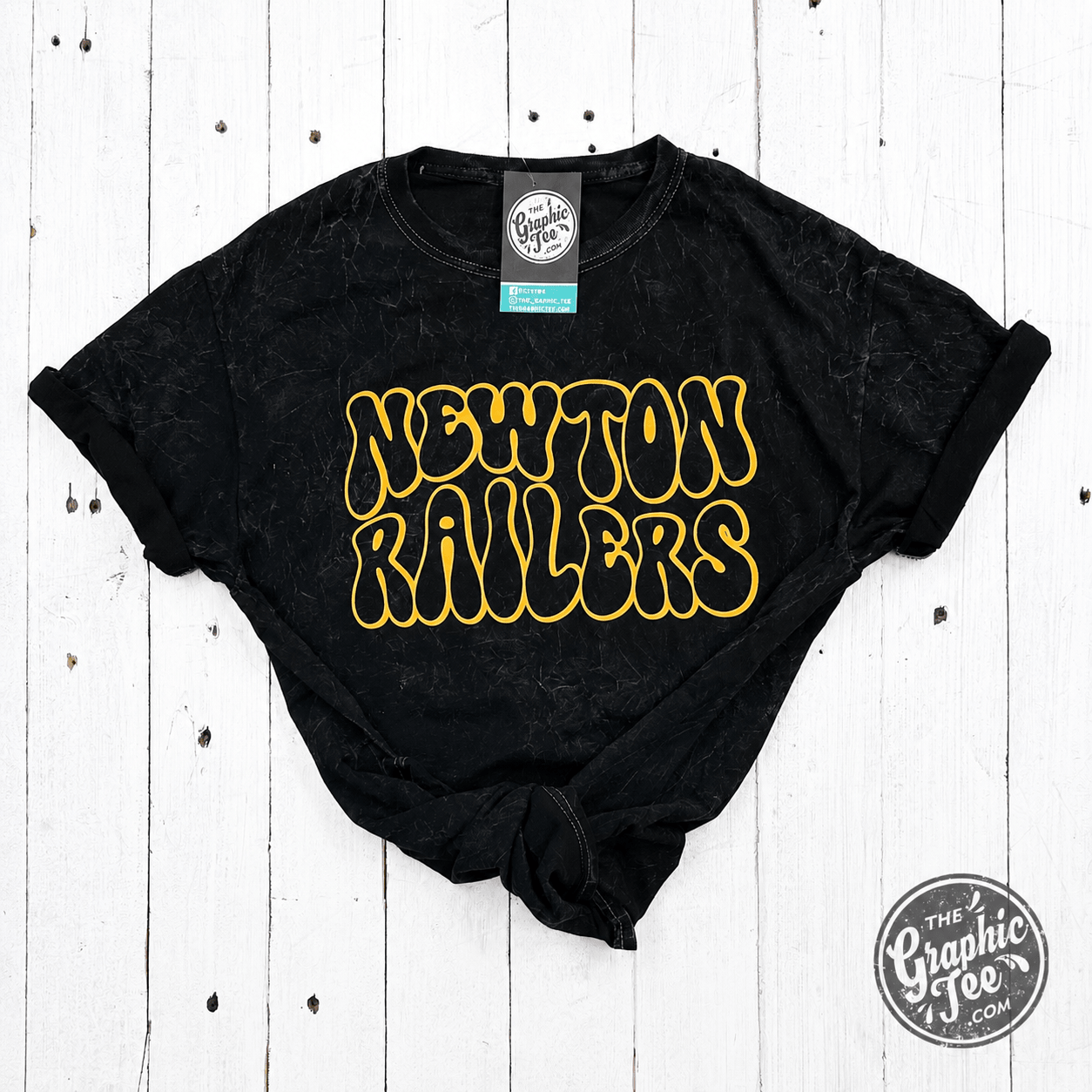 Newton Railers Retro Black Mineral Wash YOUTH Short Sleeve Tee - The Graphic Tee
