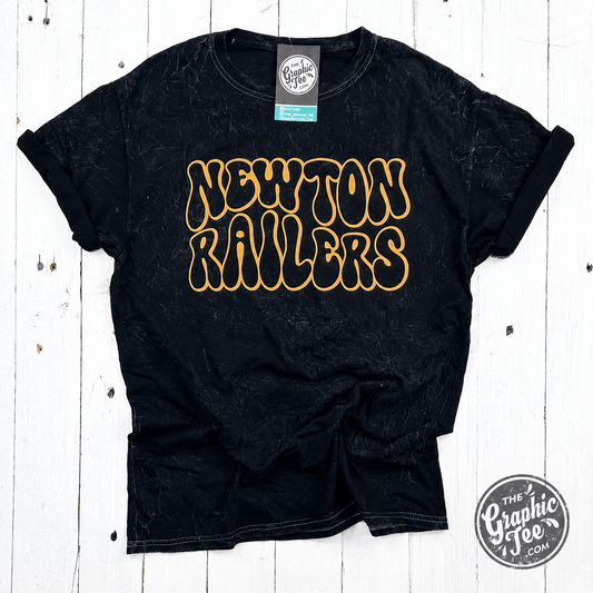 Newton Railers Retro Black Mineral Wash YOUTH Short Sleeve Tee - The Graphic Tee