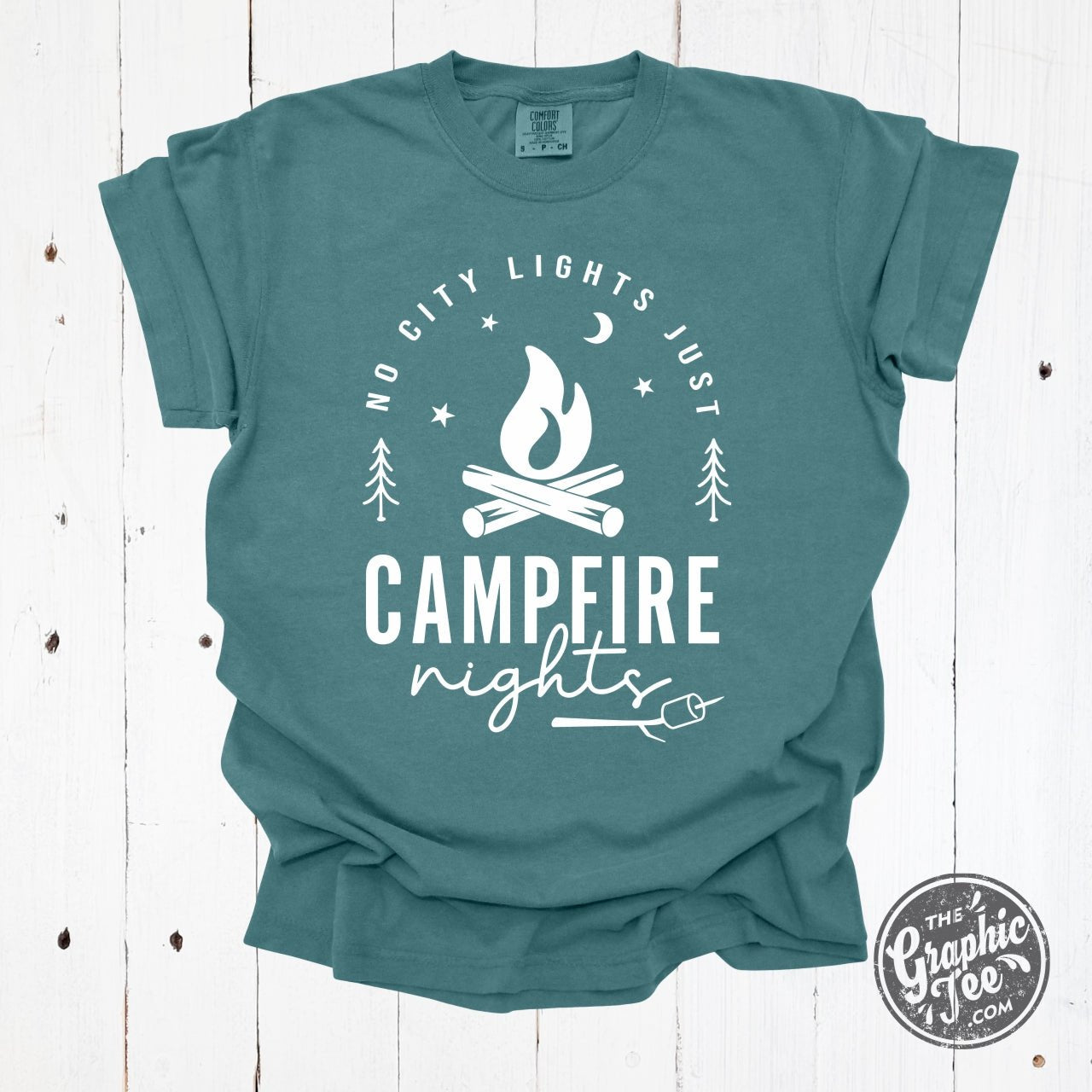 No City Lights Just Campfire Nights Garment Dyed Tee - The Graphic Tee