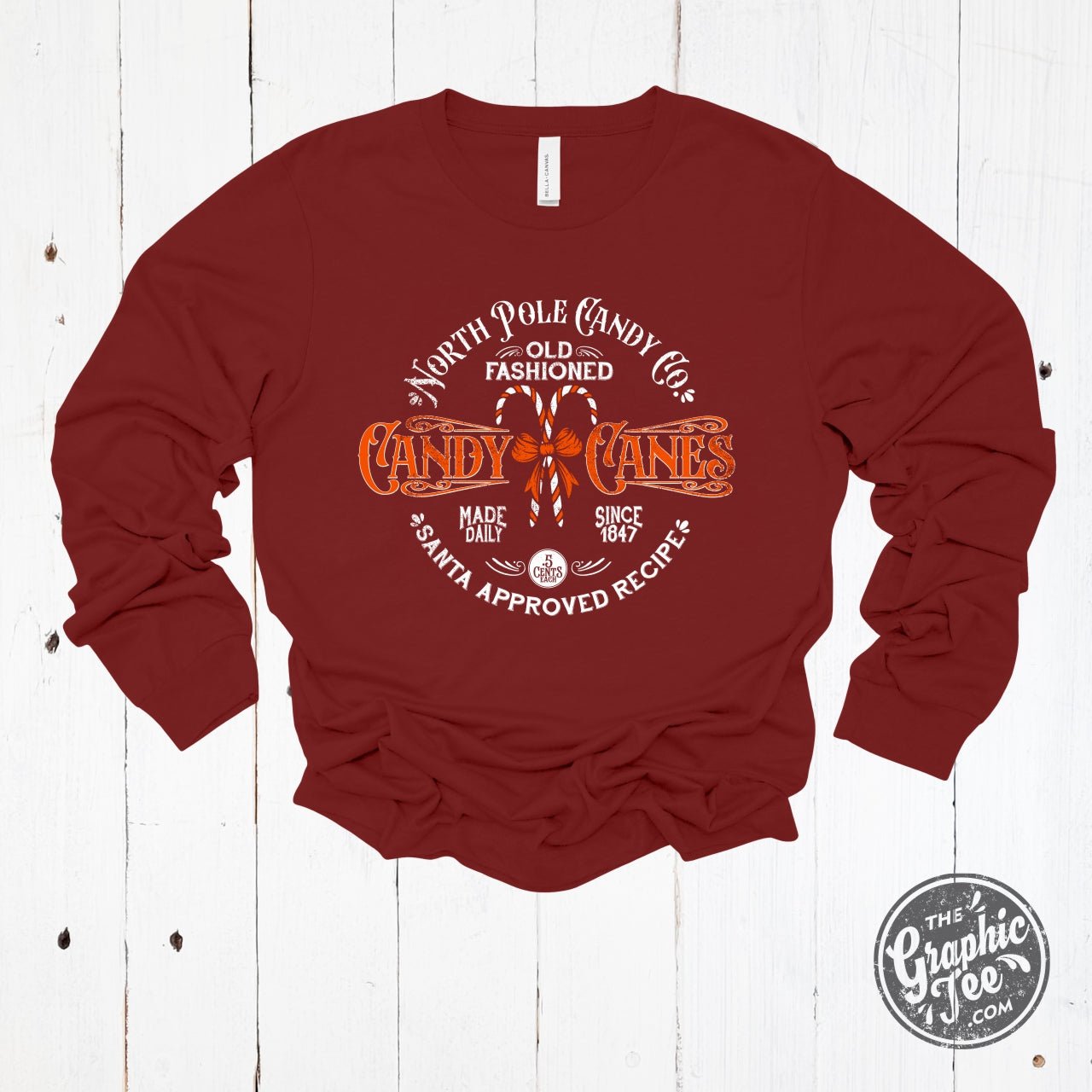 North Pole Candy Co Cardinal Long Sleeve Tee - The Graphic Tee