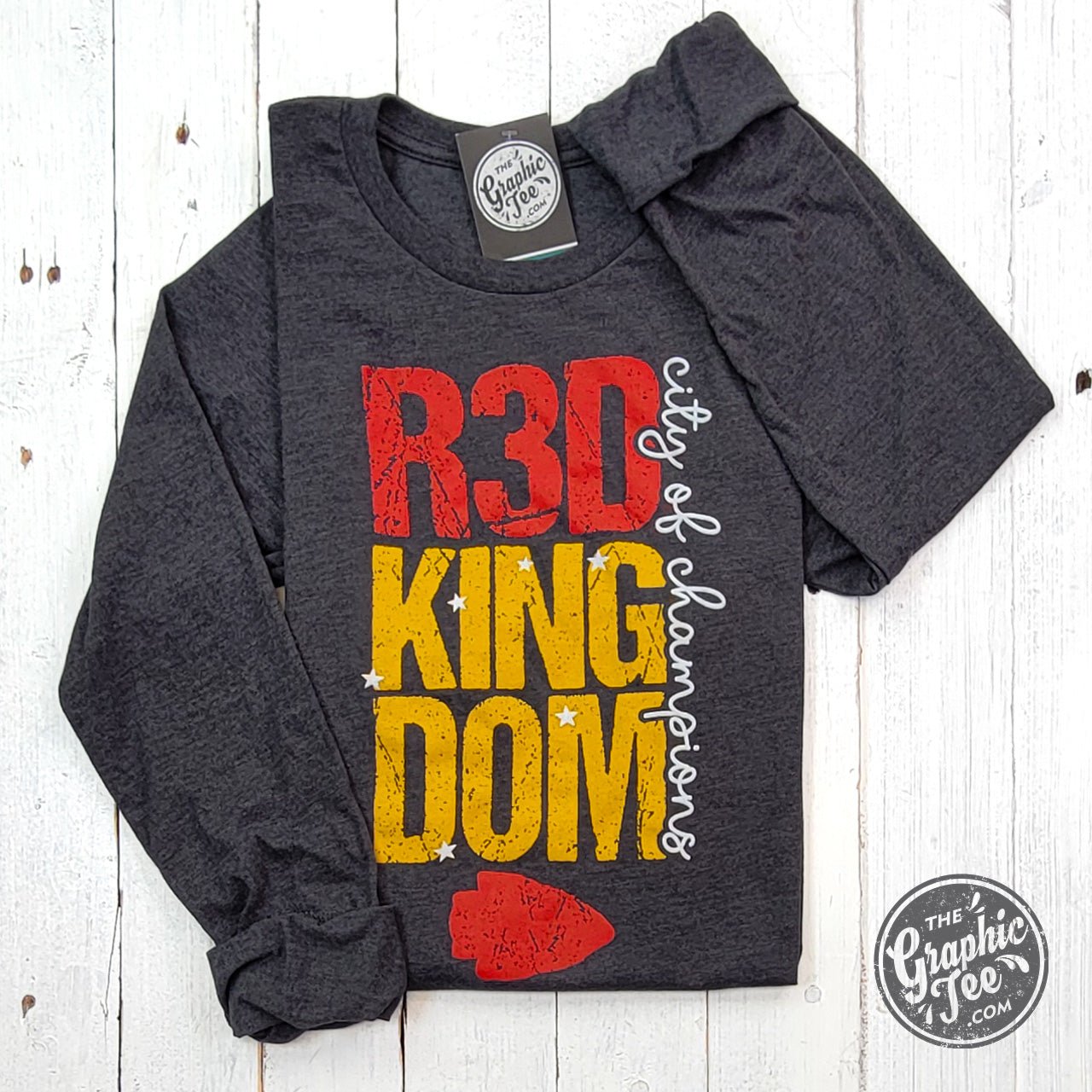 R3D Kingdom - CIty Of Champions Dark Grey Heather Long Sleeve Tee - The Graphic Tee