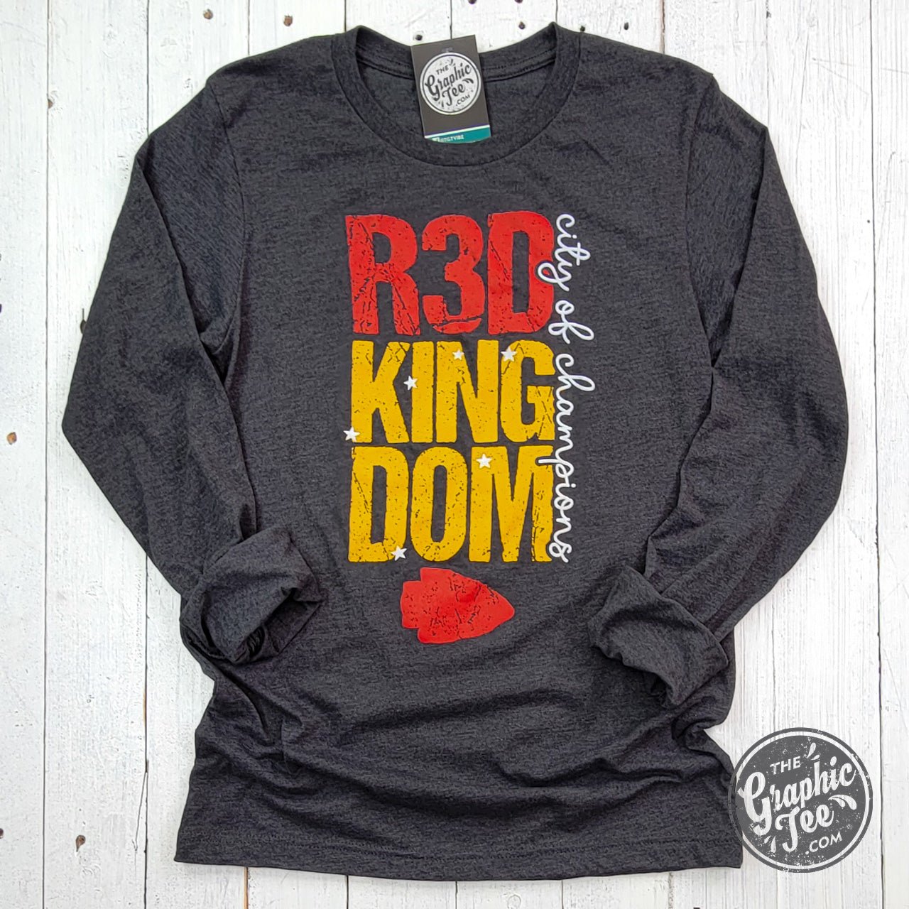 R3D Kingdom - CIty Of Champions Dark Grey Heather Long Sleeve Tee - The Graphic Tee