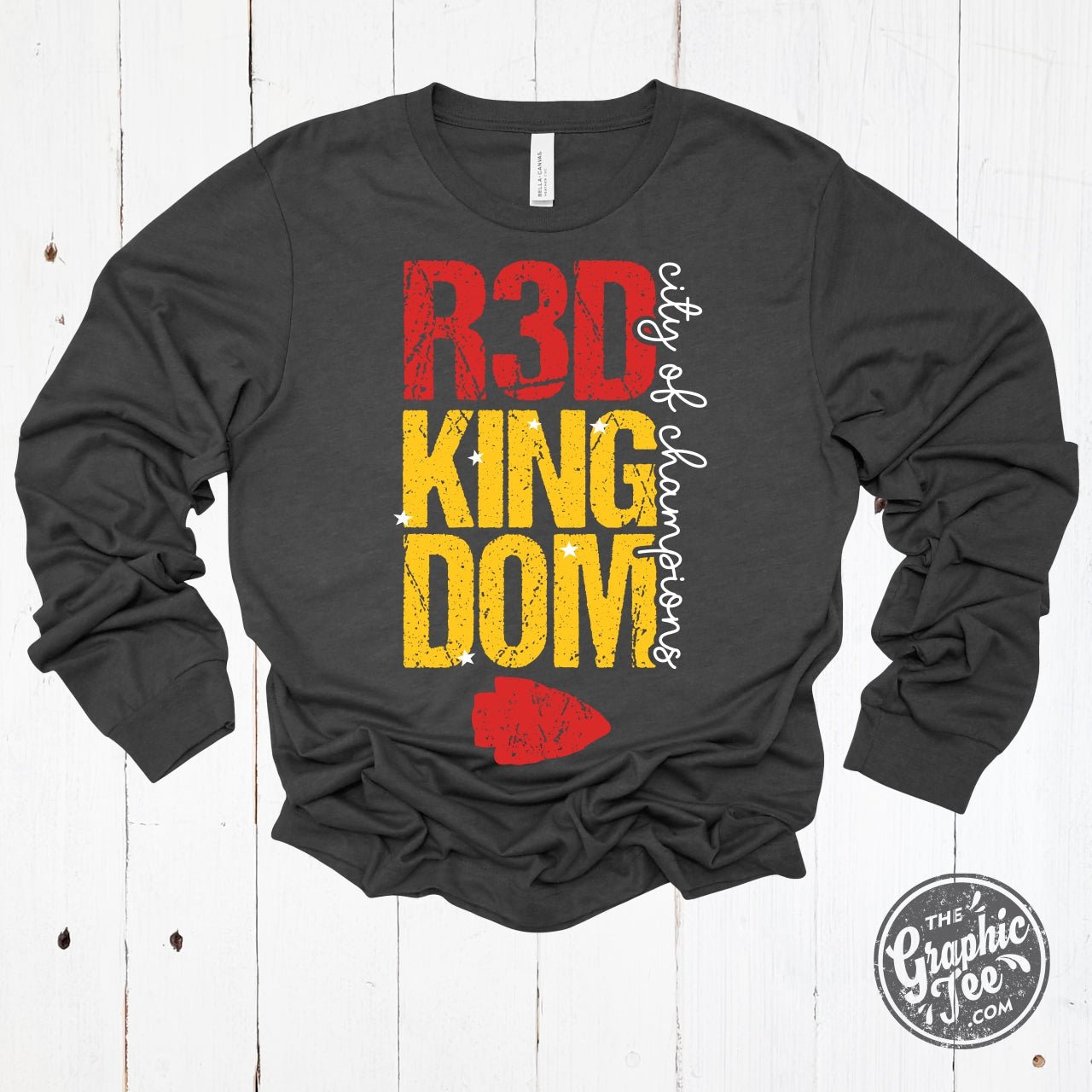 R3D Kingdom - CIty Of Champions Dark Grey Heather Long Sleeve Tee - The Graphic Tee