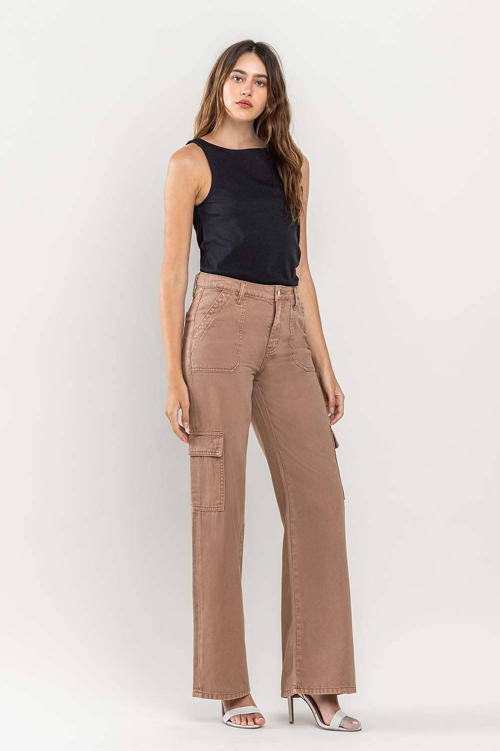 Sarah High Rise Utility Cargo Wide Jeans - The Graphic Tee