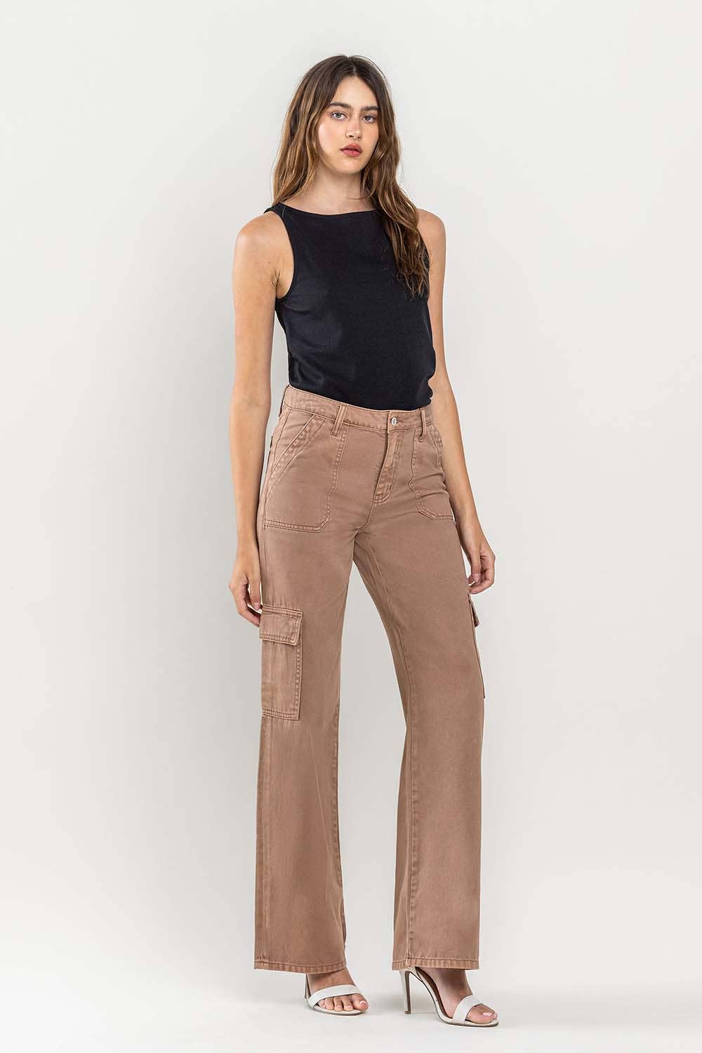 Sarah High Rise Utility Cargo Wide Jeans - The Graphic Tee