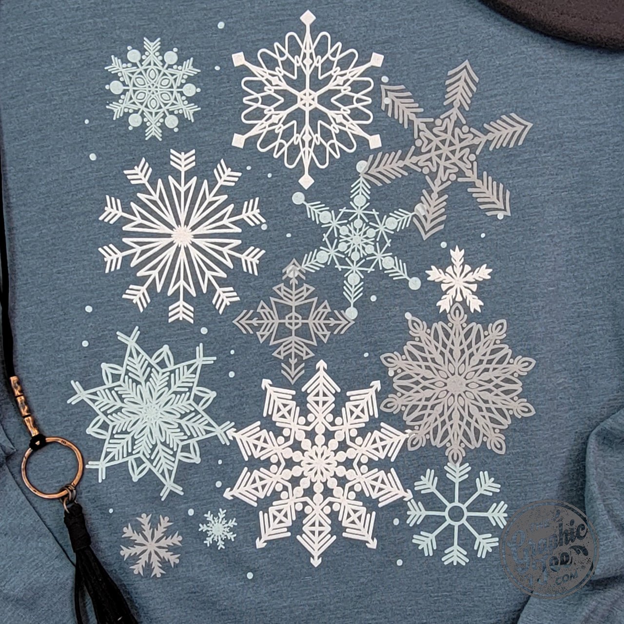 Snowflakes Heather Slate Long Sleeve Crew Neck Tee - The Graphic Tee