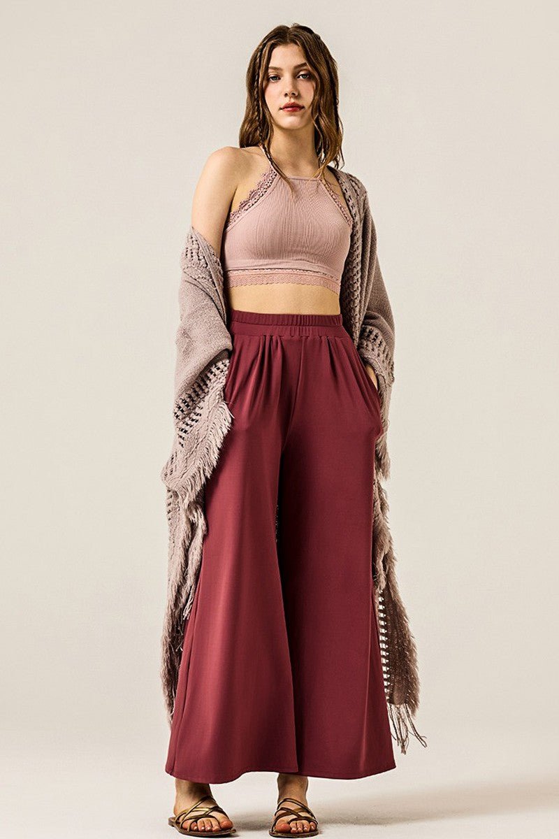 Stretch Yoga Knit Wide Leg Palazzo Pants - The Graphic Tee