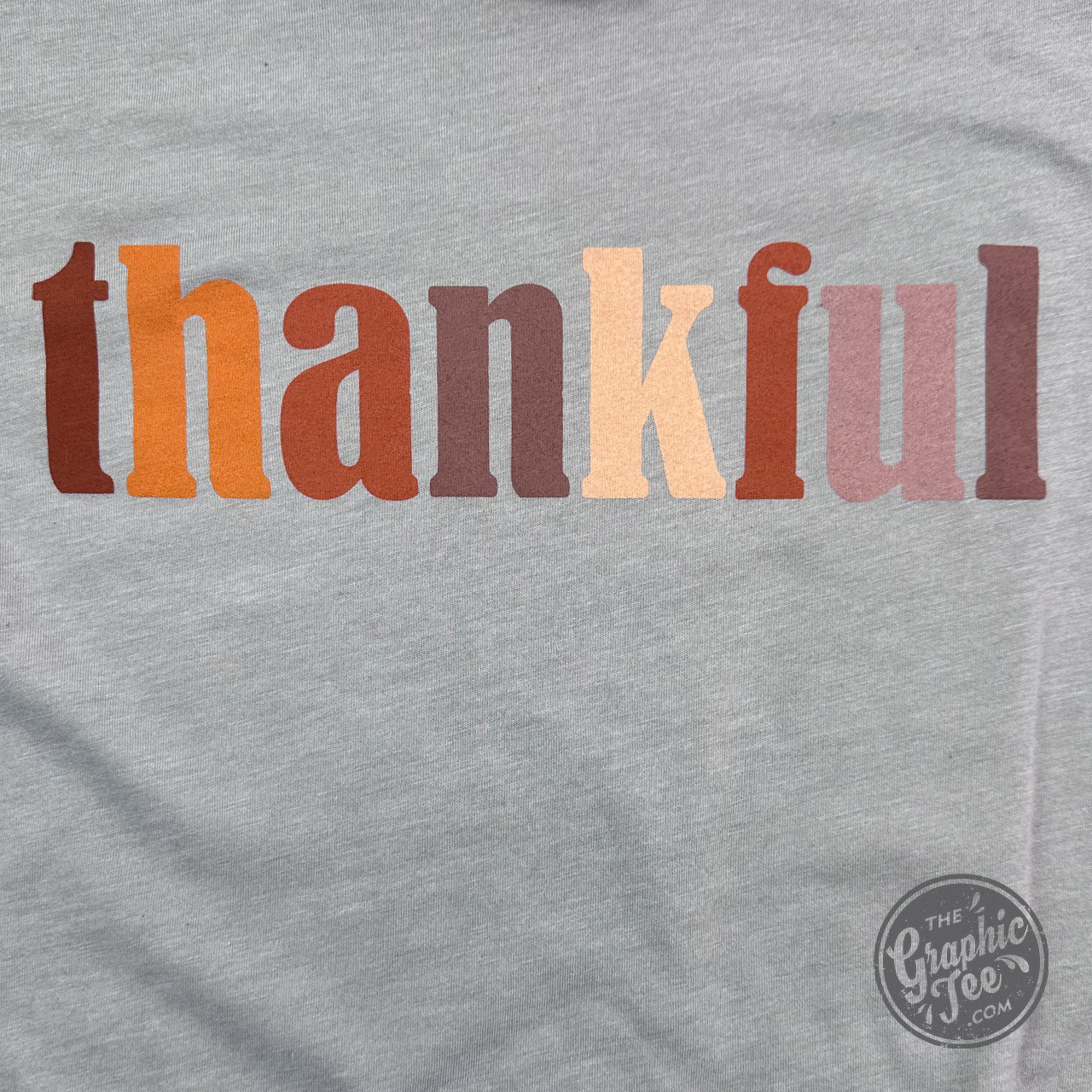 Thankful Multicolor Heather Stone Long Sleeve Tee - The Graphic Tee