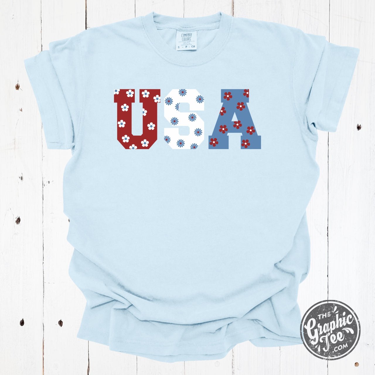 USA 90's Inspired Floral Pigment Dyed Tee - The Graphic Tee