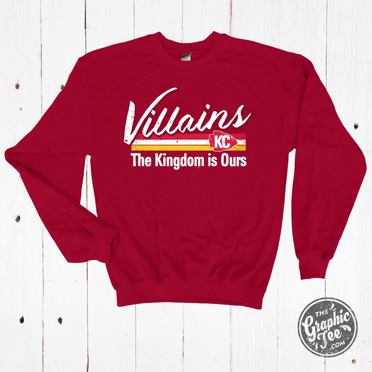 Villains - The Kingdom is Ours Antique Cherry Red Crewneck Sweatshirt - The Graphic Tee