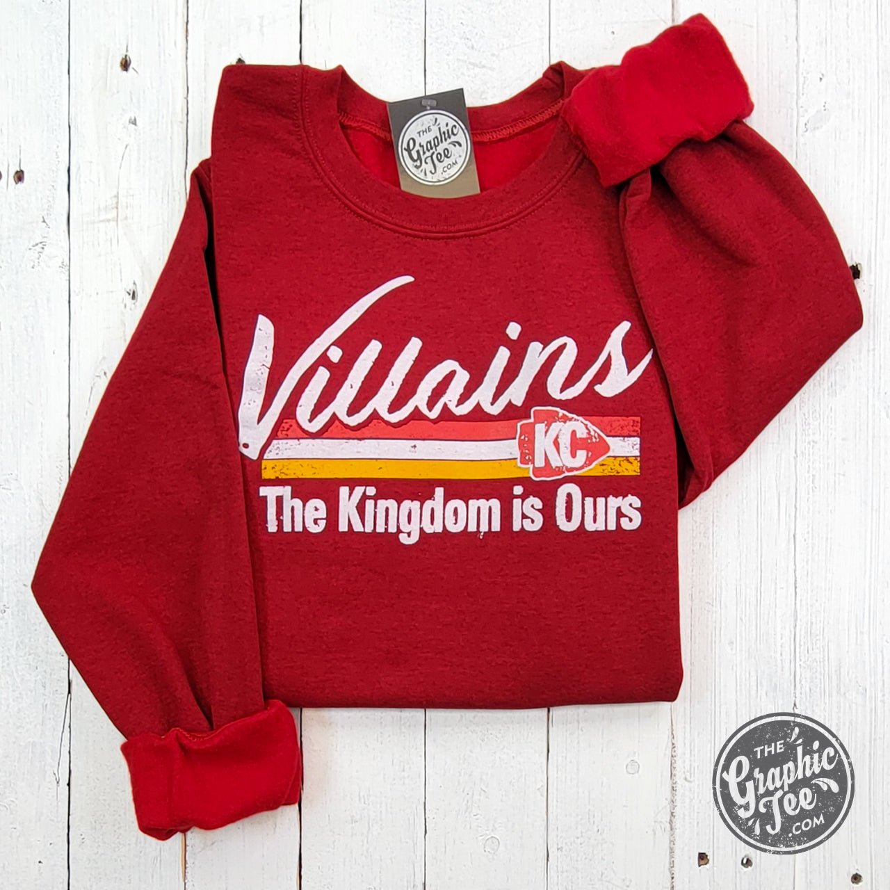 Villains - The Kingdom is Ours Antique Cherry Red Crewneck Sweatshirt - The Graphic Tee