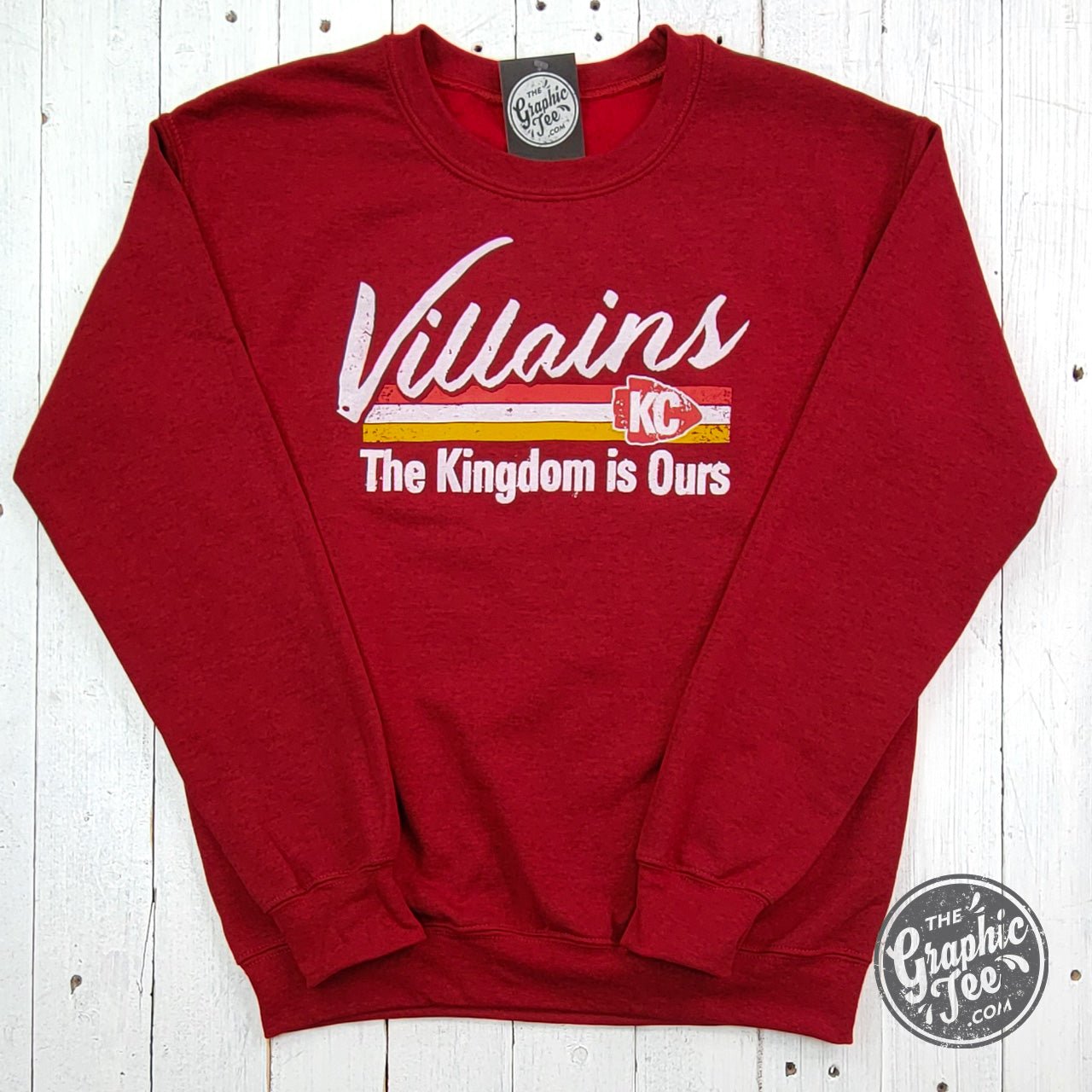 Villains - The Kingdom is Ours Antique Cherry Red Crewneck Sweatshirt - The Graphic Tee