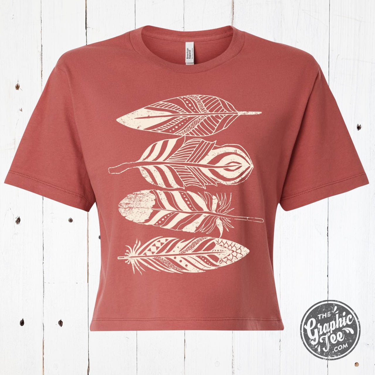 Wild Feathers Waist Length Crop Tee - The Graphic Tee