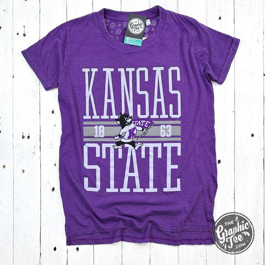 Willa Kansas State Short Sleeve Crew Neck Vintage Boyfriend Top - The Graphic Tee