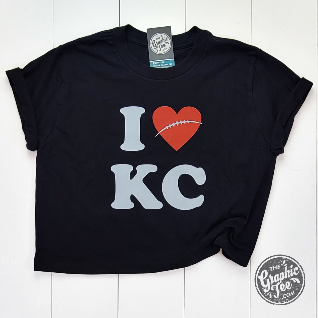 Y2K I Heart KC Football Ladies Waist Length Tee - The Graphic Tee