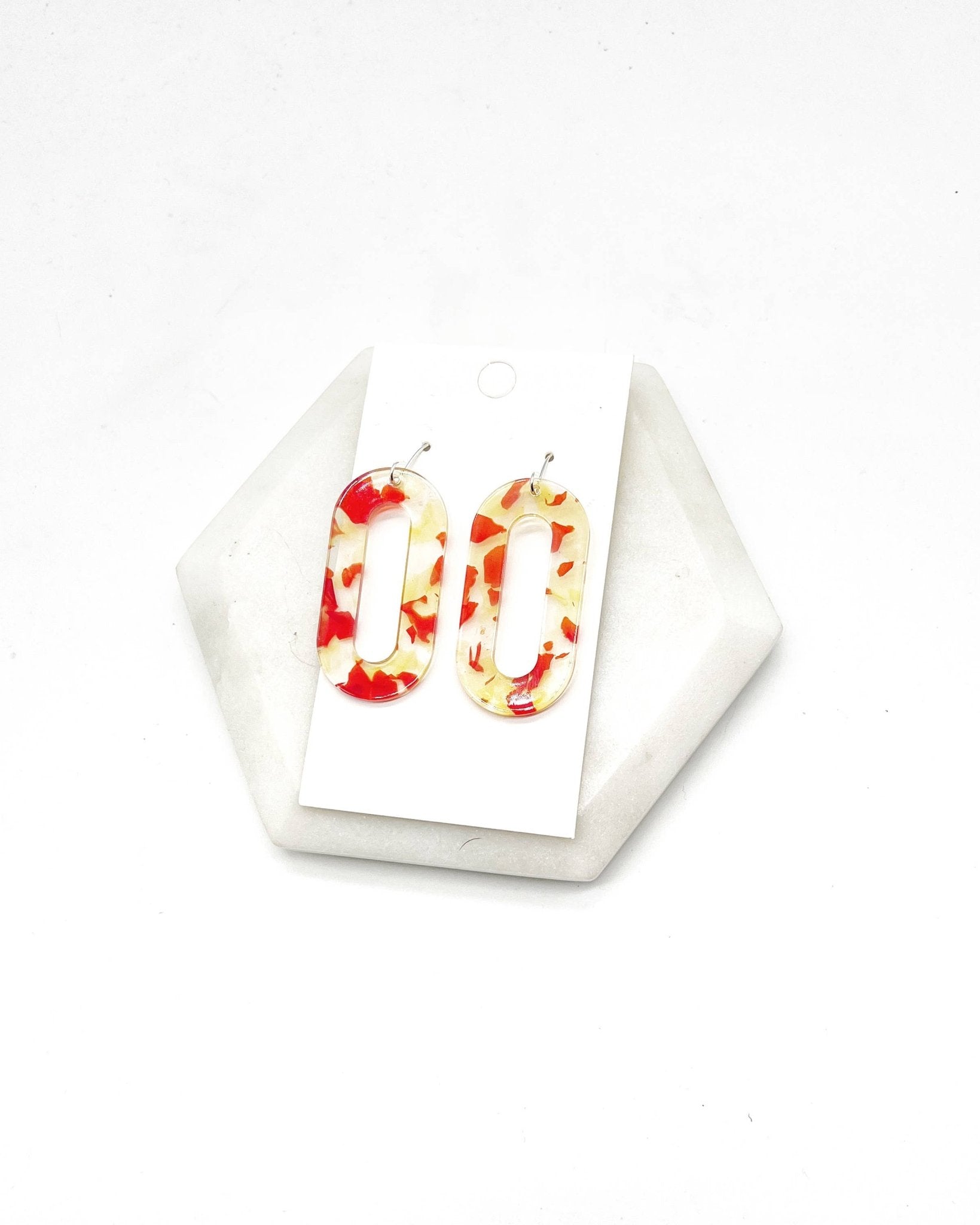 Yellow Red Kansas City Acrylic Loop Earrings - The Graphic Tee