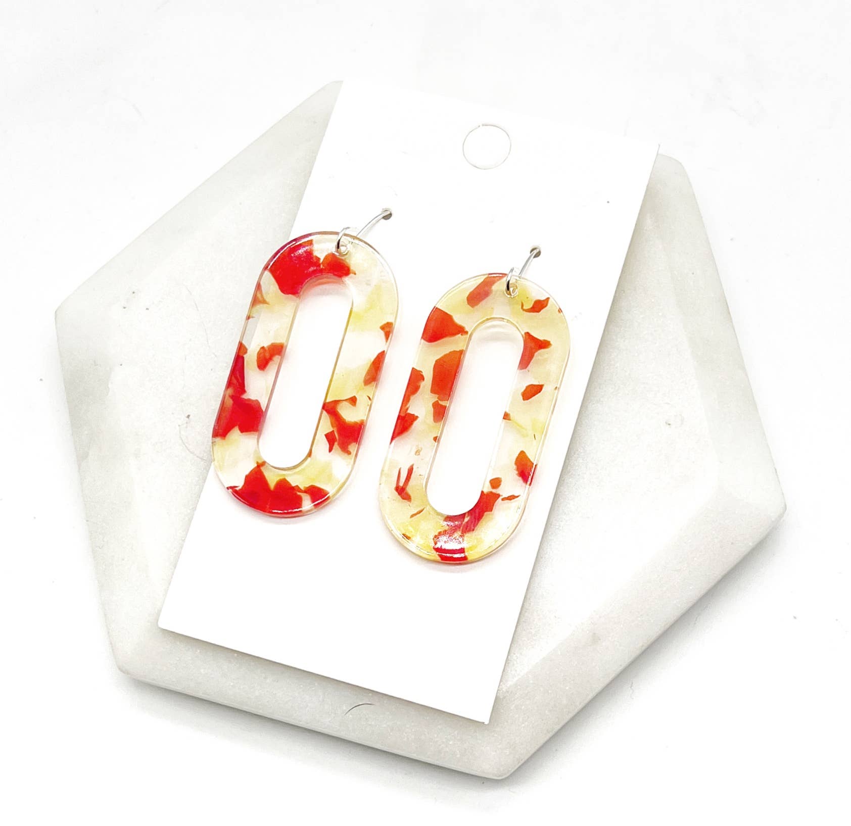 Yellow Red Kansas City Acrylic Loop Earrings - The Graphic Tee