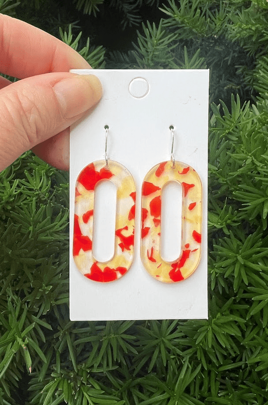 Yellow Red Kansas City Acrylic Loop Earrings - The Graphic Tee