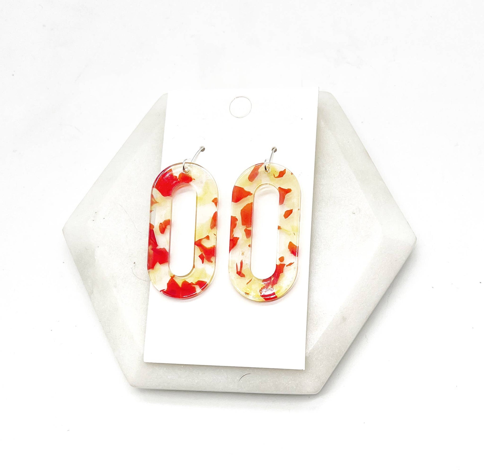 Yellow Red Kansas City Acrylic Loop Earrings - The Graphic Tee