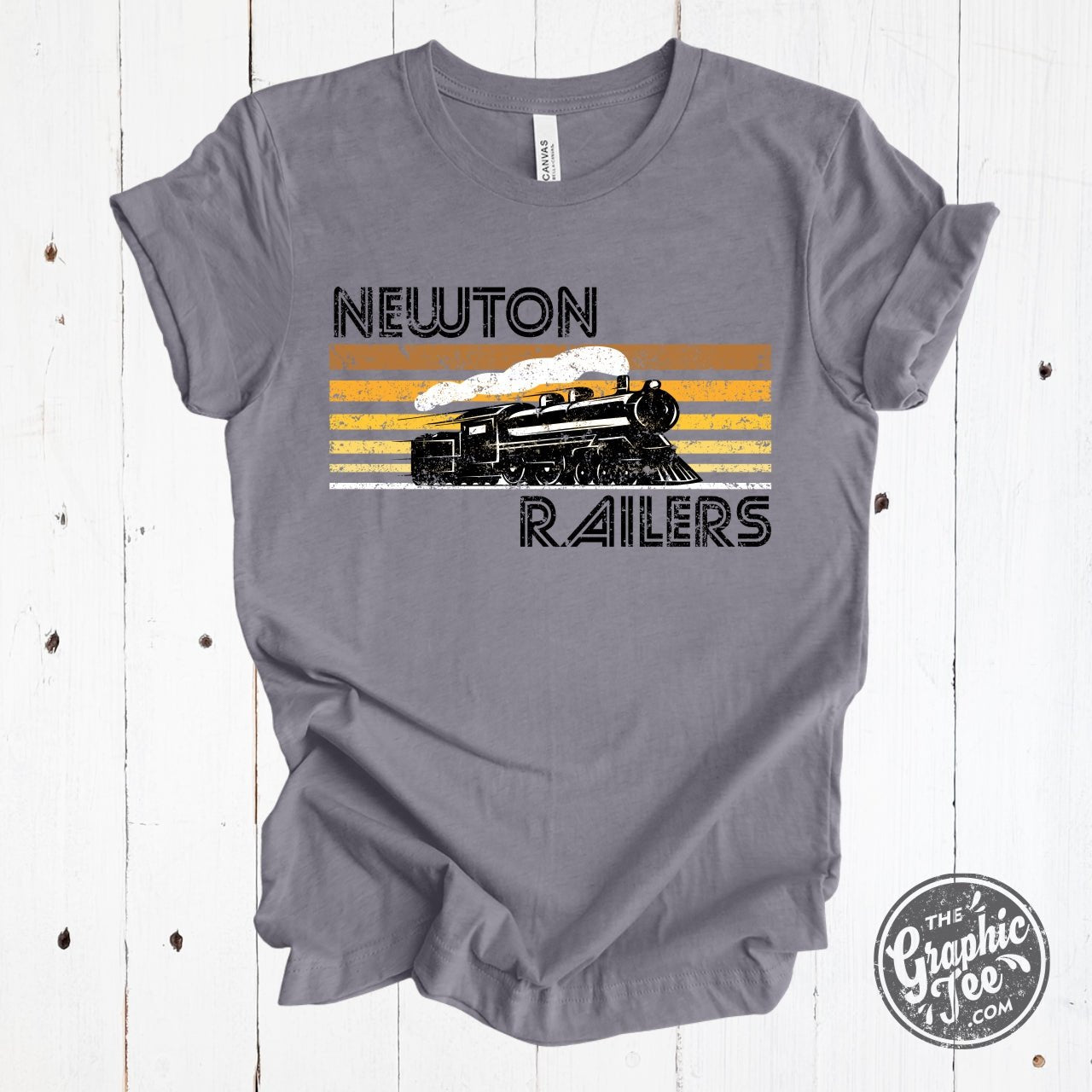YOUTH Newton Railers Retro Locomotive Heather Storm Tee - The Graphic Tee