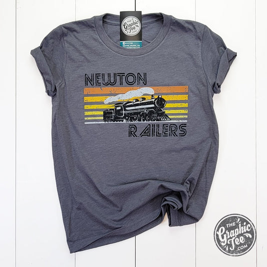 YOUTH Newton Railers Retro Locomotive Heather Storm Tee - The Graphic Tee